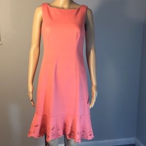 RSVP BY TALBOTS PEACH SLEEVELESS EMBELLISHED MIDI DRESS